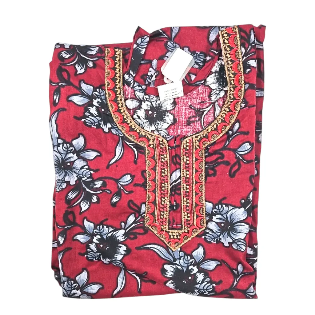 [IX2501460] Fancy Nighties Thread Embroidery Printed Colored Maxi 56 