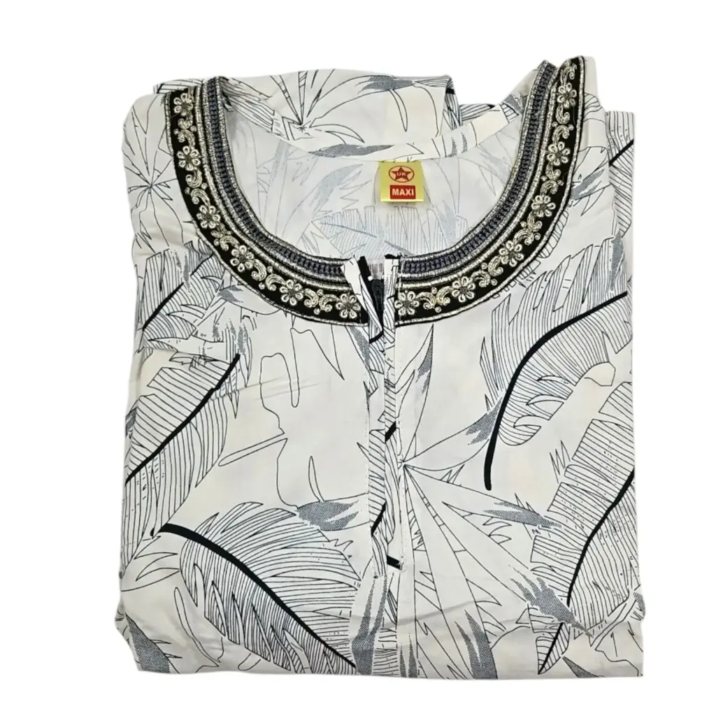 [IX2501472] UK Maxi White Printed Cotton Embroidery Maxi 56 