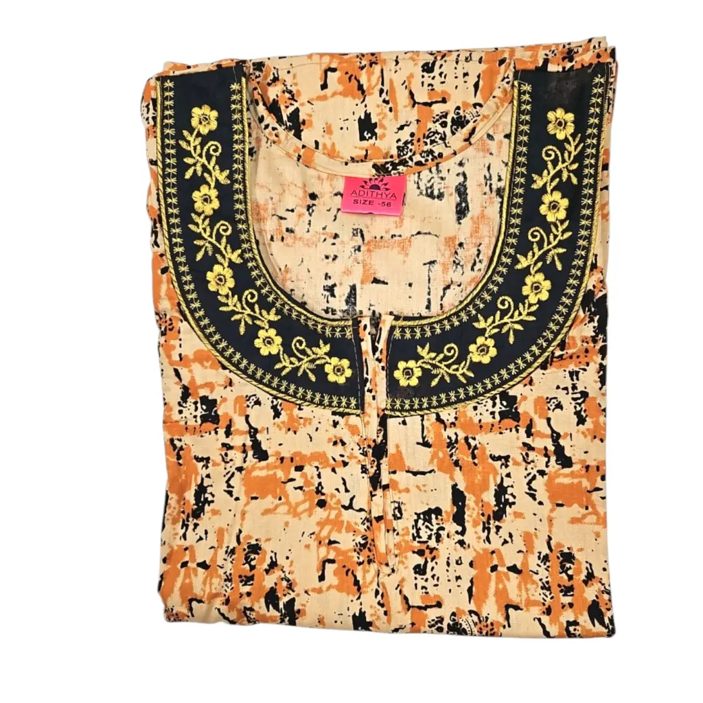Adithya Cotton Scattered Print Embroidery Maxi 56 
