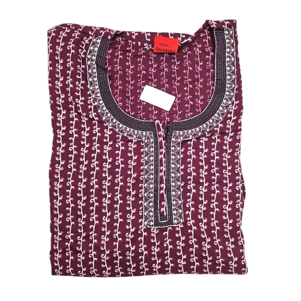 [IX2501482] Dream Nighty Alphine Embroidery Neck Maxi 56