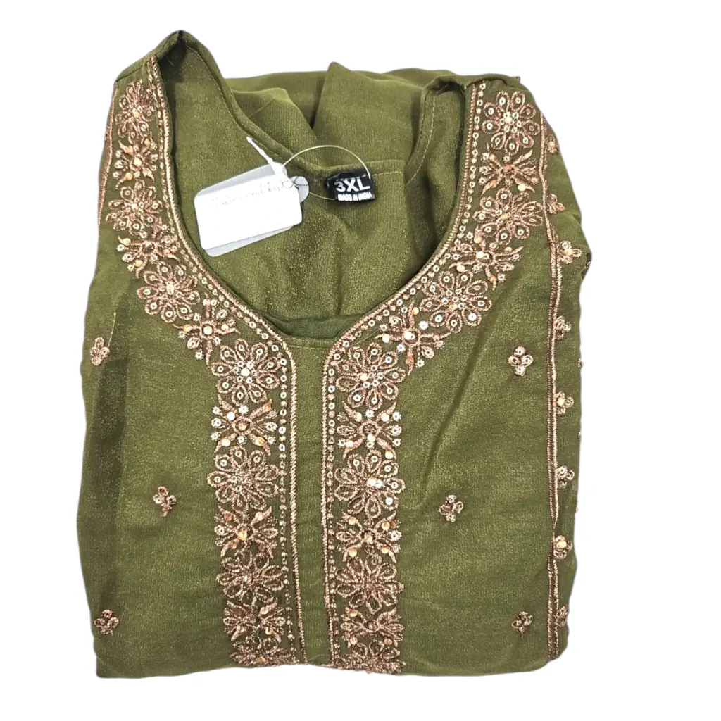 Party Wear Crepe Churidar Set With Thread & Stone Embroidery 3XL