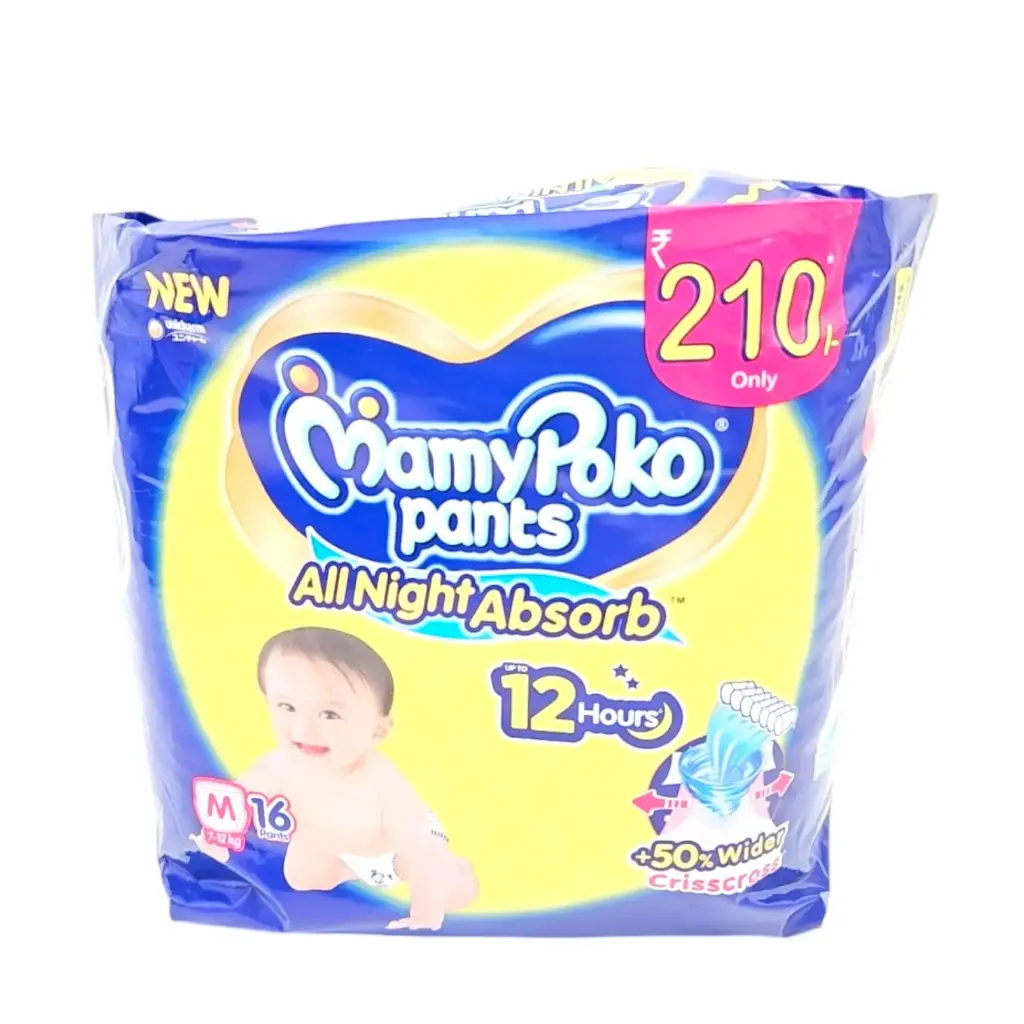 Mamy Poko All Night Absorb Diaper Pants Medium Pack Of 16 
