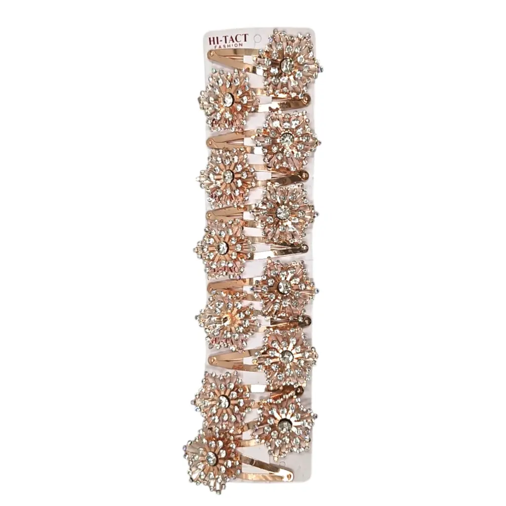 Rose Gold Metal Hair Tik Tik With Stone Flower