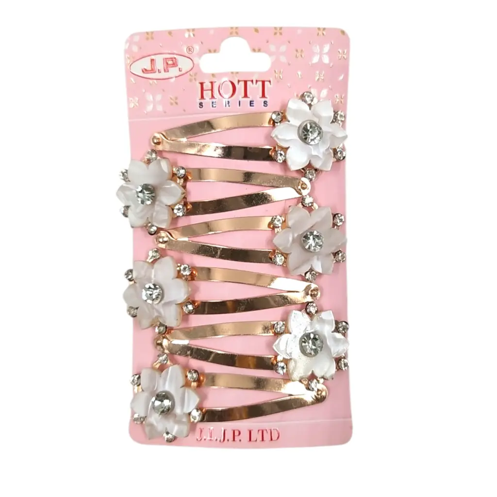 [IX2501565] White Marble Stone Flower Hair Tik Tik Pair