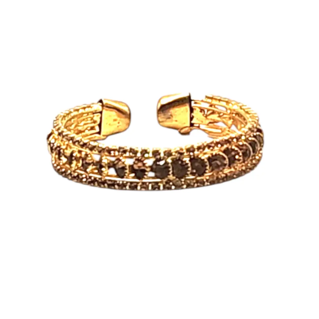 [IX2501598] Golden Unattached Three Layer Stone Bangle 