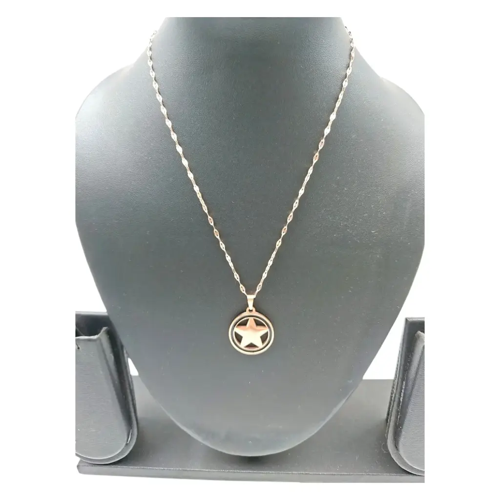 [IX2502010] Rose Gold Chain With Star In Round Locket
