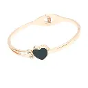 Rose Gold Alloy Kids Bangle With Black Stones & White Small Stones