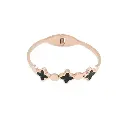 Rose Gold Alloy Bangle With Black Stones & Frames