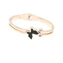 Rose Gold Alloy Bangle With Black Butterfly Stones