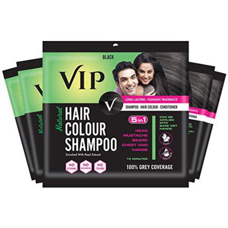 [IX2502121] VIP Natural 5 In 1 Hair Color Shampoo Black