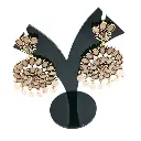 Round Stone Heavy Earring With Hanging Beads