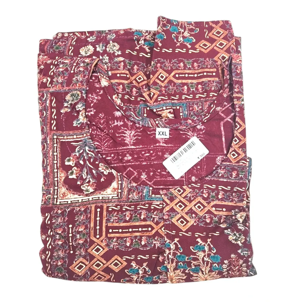 Muslin Printed Top Without Side Open