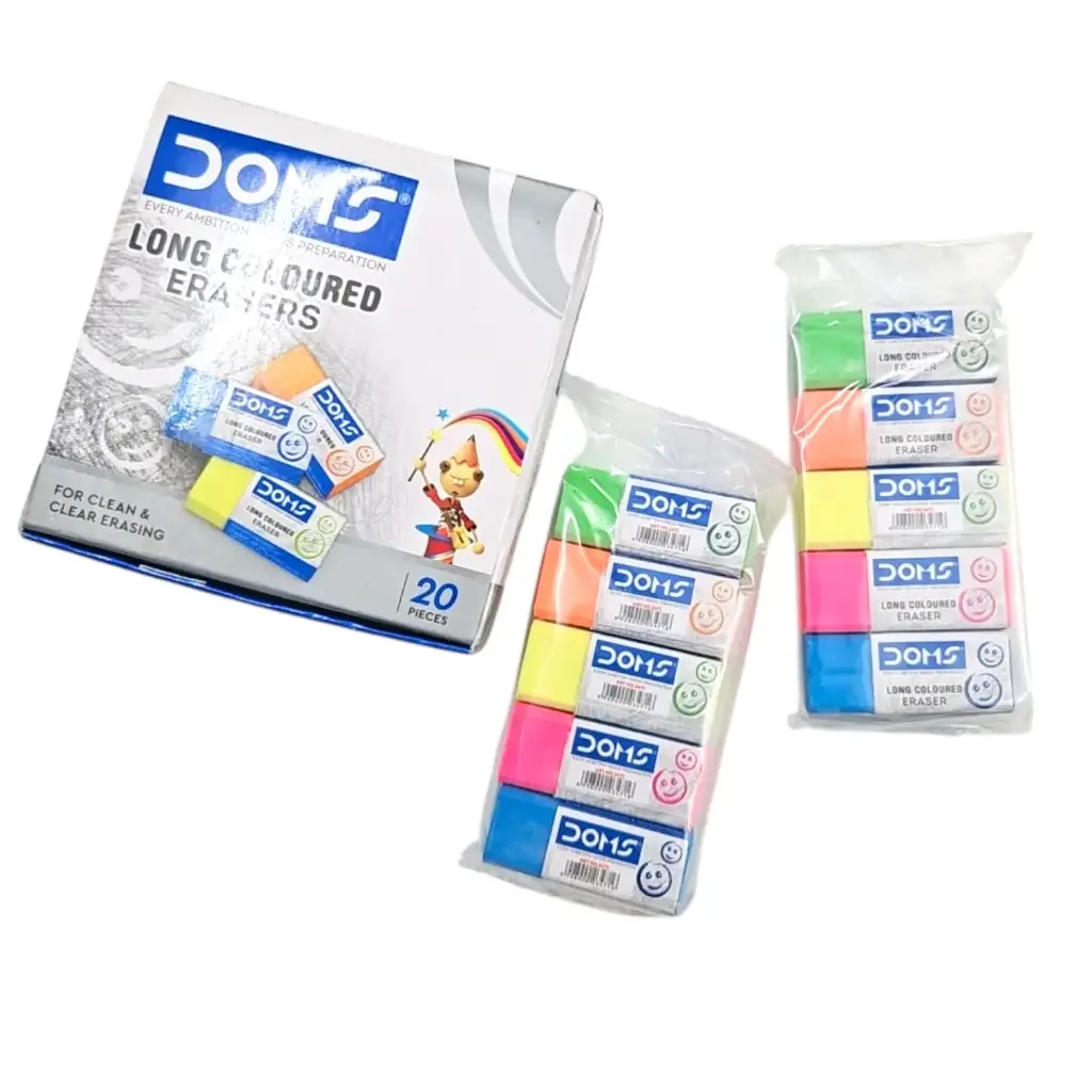 Doms Long Coloured Erasers Multicolor Per Pcs 