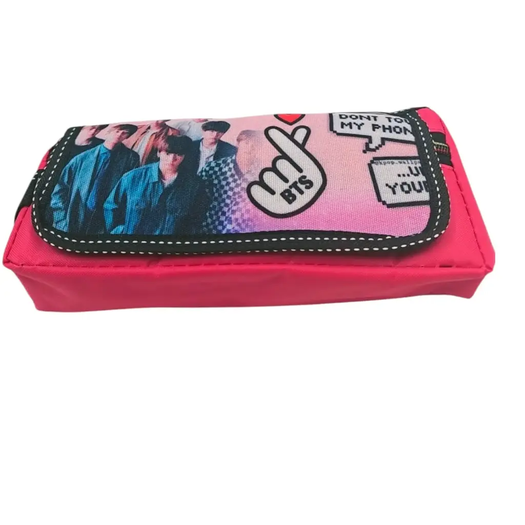 BTS Triple Pocket Rainbow Zipper Pencil Box