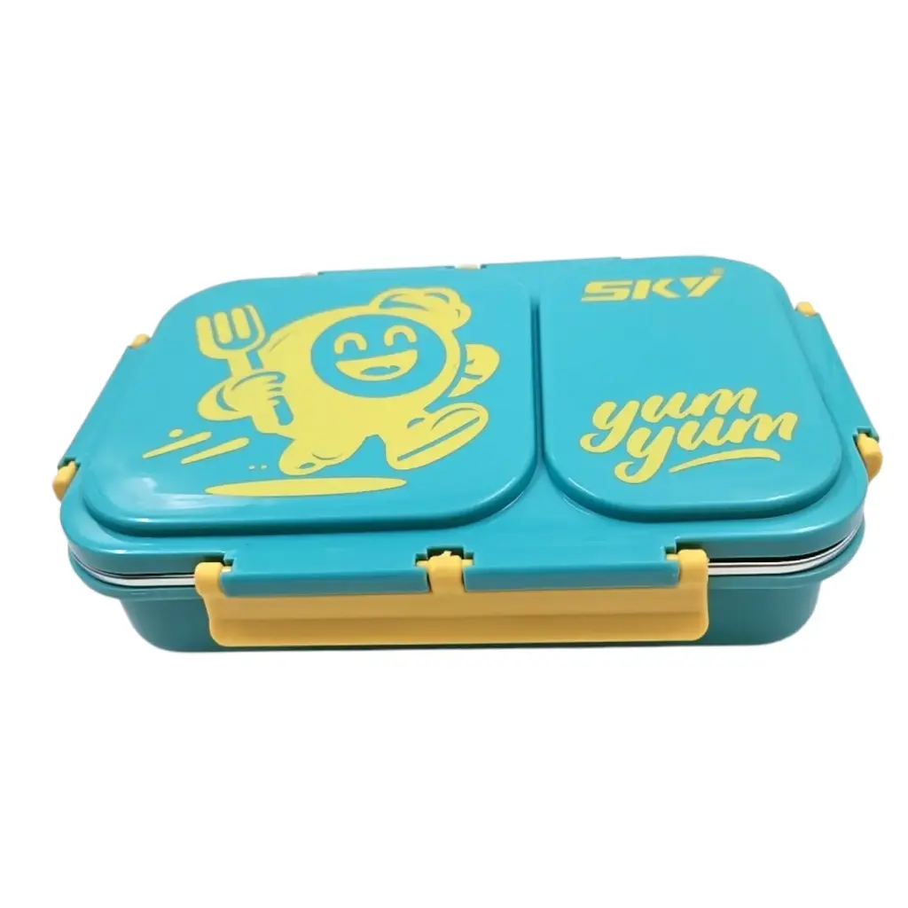 Sky New Legend 2 Partition Insulated Square Lunch Box With Transparent Clip Lid 