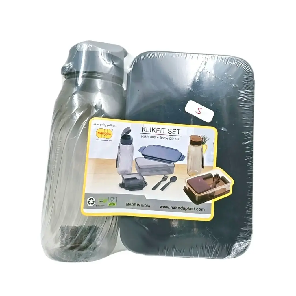 Nakoda Klikfit Combo Set Plastic Lunch Box With Bottle, Snack Box, Fork & Spoon