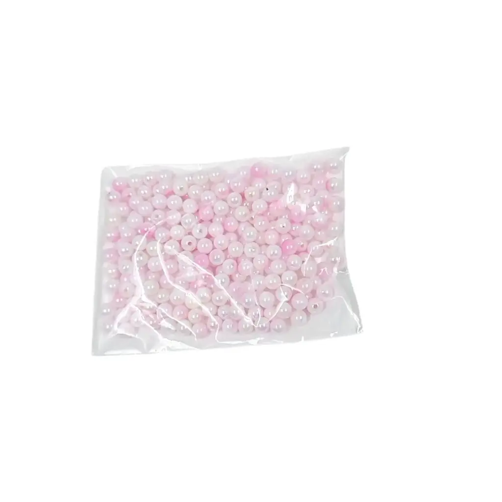 Pink & White Mixed Glossy Beads 25g