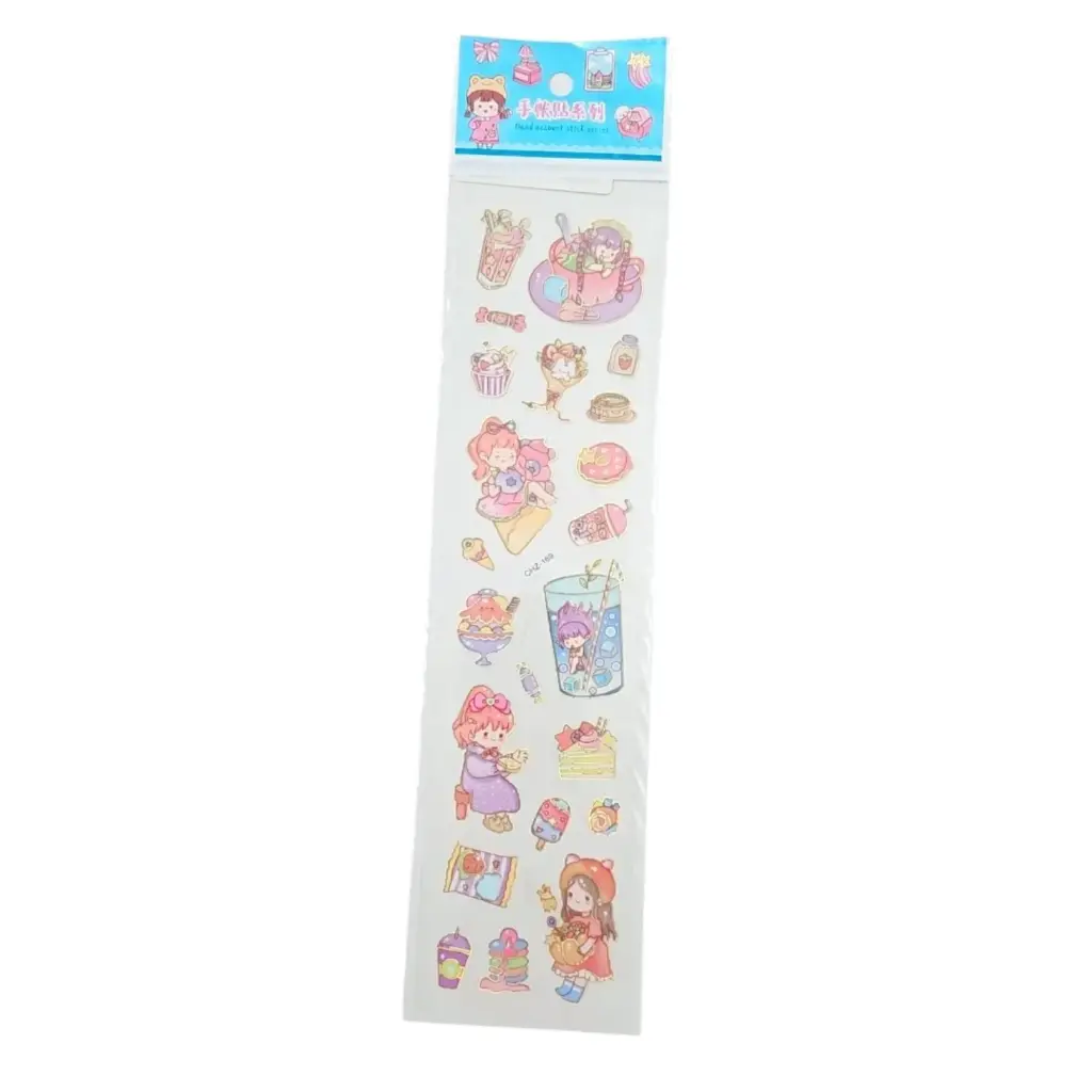 Cartoon Theme Kawai Stickers Sheet With Golden Boarder