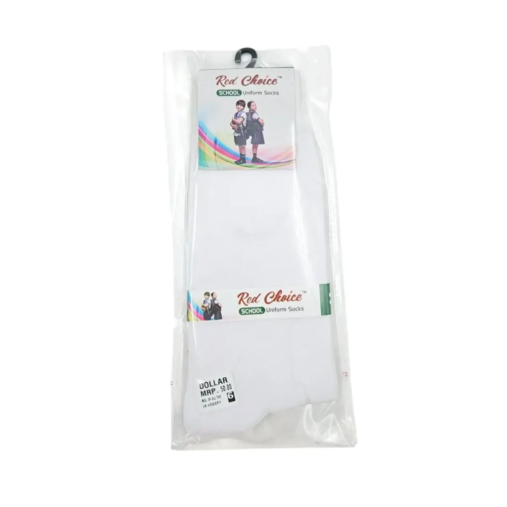 Red Choice School Uniform Socks White Size 6