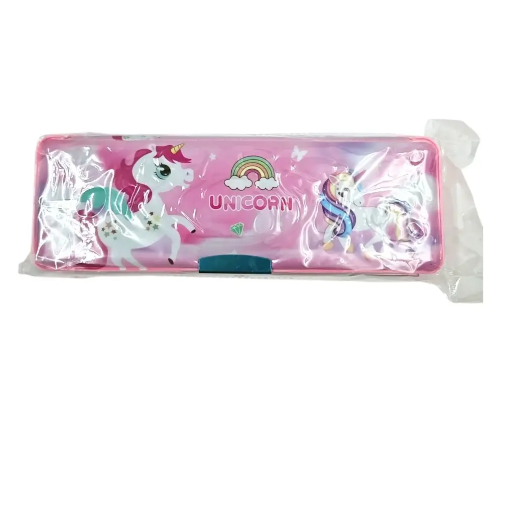 [IX2503052] Magnetic Pencil Box With Inbuild Sharpener With Push Button And Inside Calculator (Unicorn)