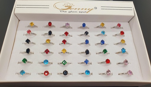 Colored Stone Silver Imitation Rings 