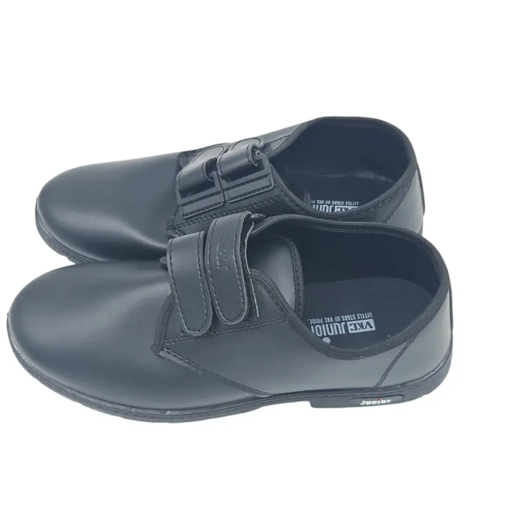 VKC Junior Double Strap Black School Shoes Large