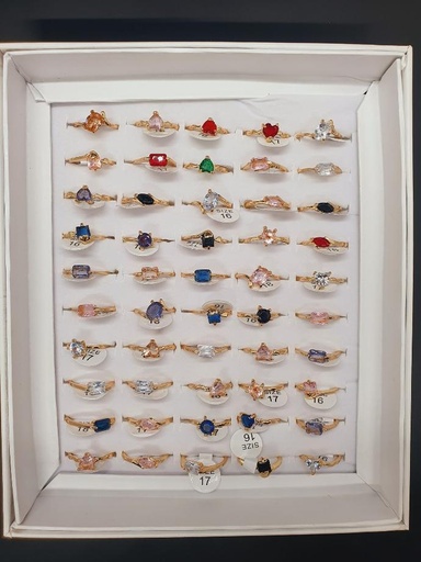 Colored Stone Golden Imitation Rings