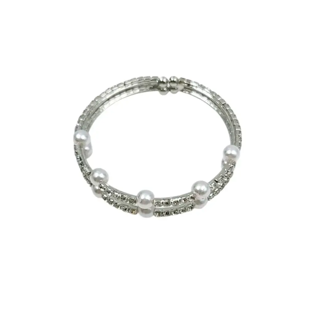 [IX2503744] Kids Double layer Bangles With White Small Stones And Beads 