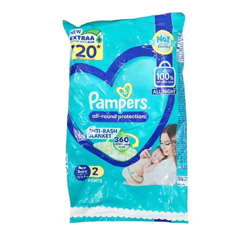 [IX2503935] Pampers Pants With Aloe Vera Anti Rash Blanket New Born Pack Of 2 MRP 20