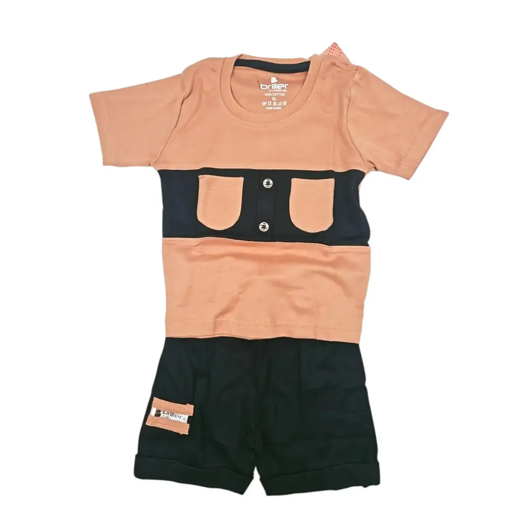 [IX2504017] Briller U PKT Double Color Shorts & Shirt Set XL (Brown)