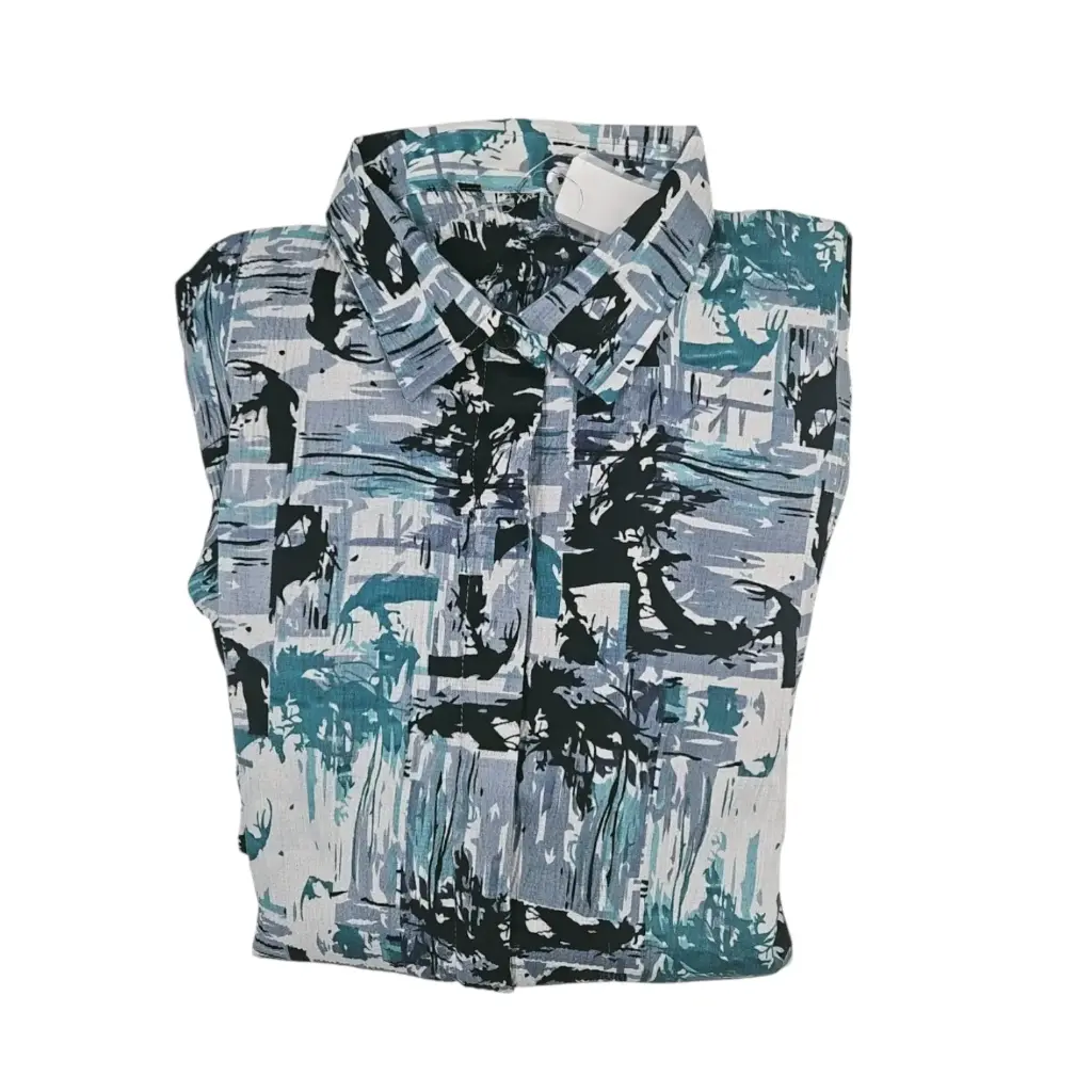 [IX2504112] Black Printed Pardah Gown With Elastic Hand   