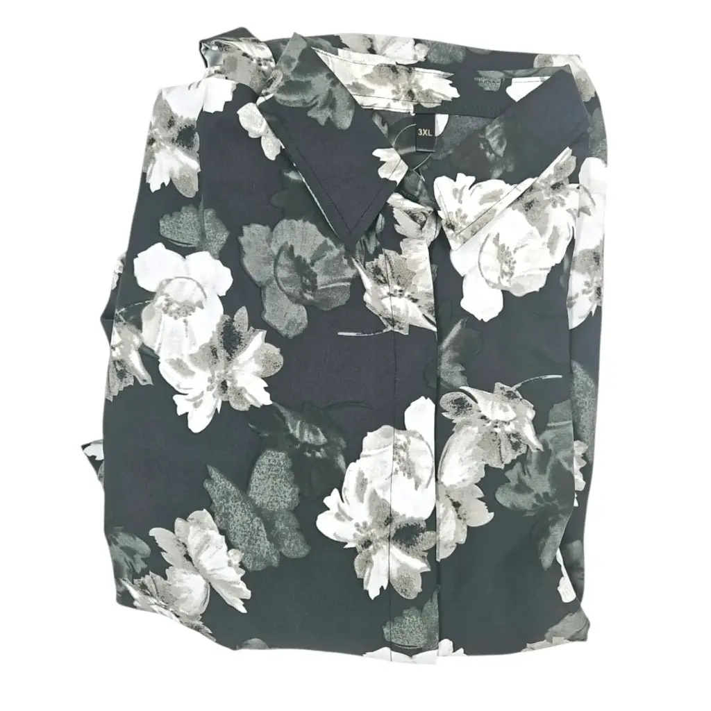 [IX2504117] Floral Design Full Length Open Pardah Gown With Elastic Hand 3XL  (Black)