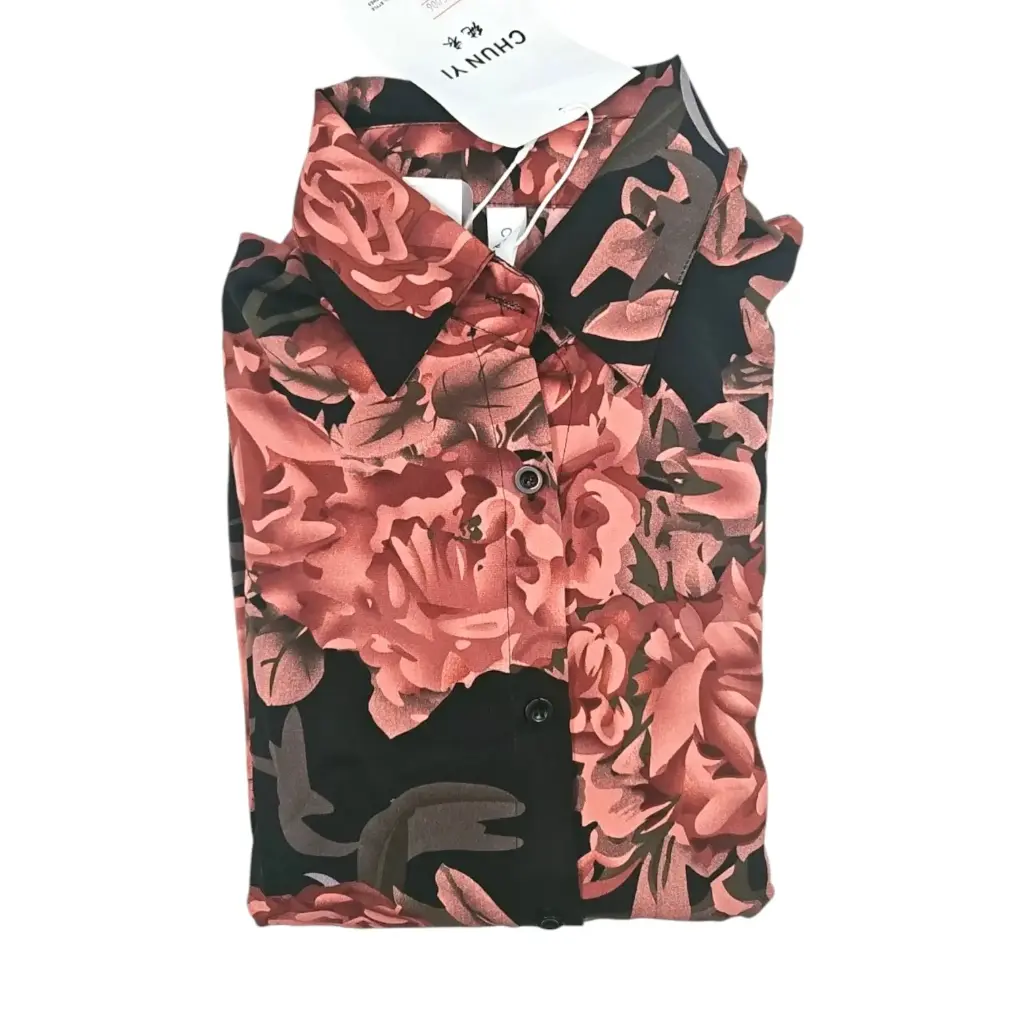 [IX2504127] Chun Yi Floral Print Black Open Pardah Gown Free Size 