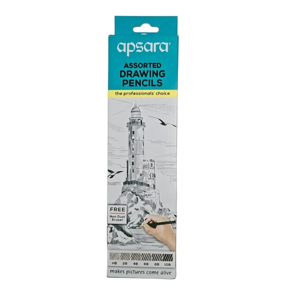 [IX2504161] Apsara Assorted Drawing 6 Grade Pencils Set With Non Dust Eraser Free