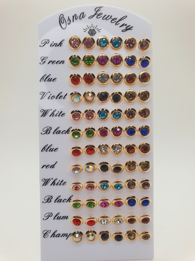 Earrings Colored Round Stones