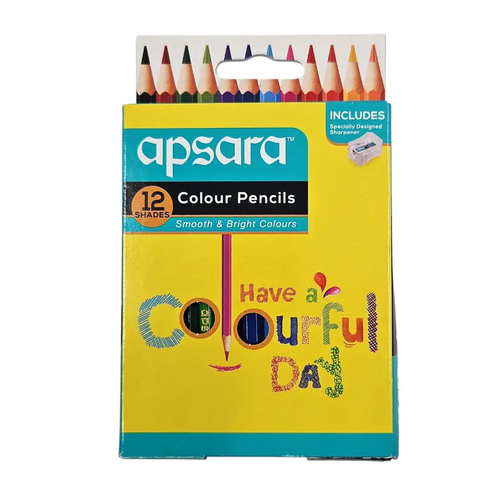 Apsara 12 Shades Color Pencils With Sharpener MRP 30
