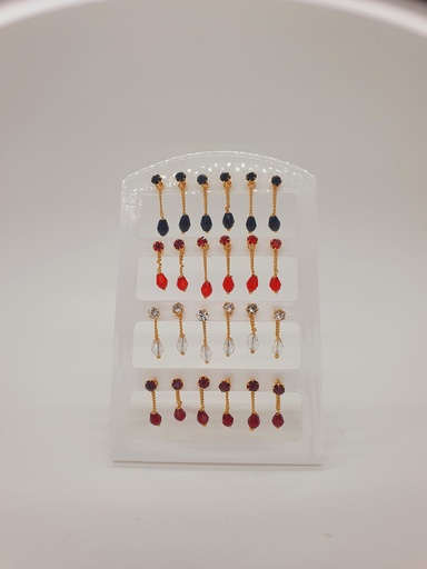 [IX000985] Golden  Earrings With Hanging Drop Stones 