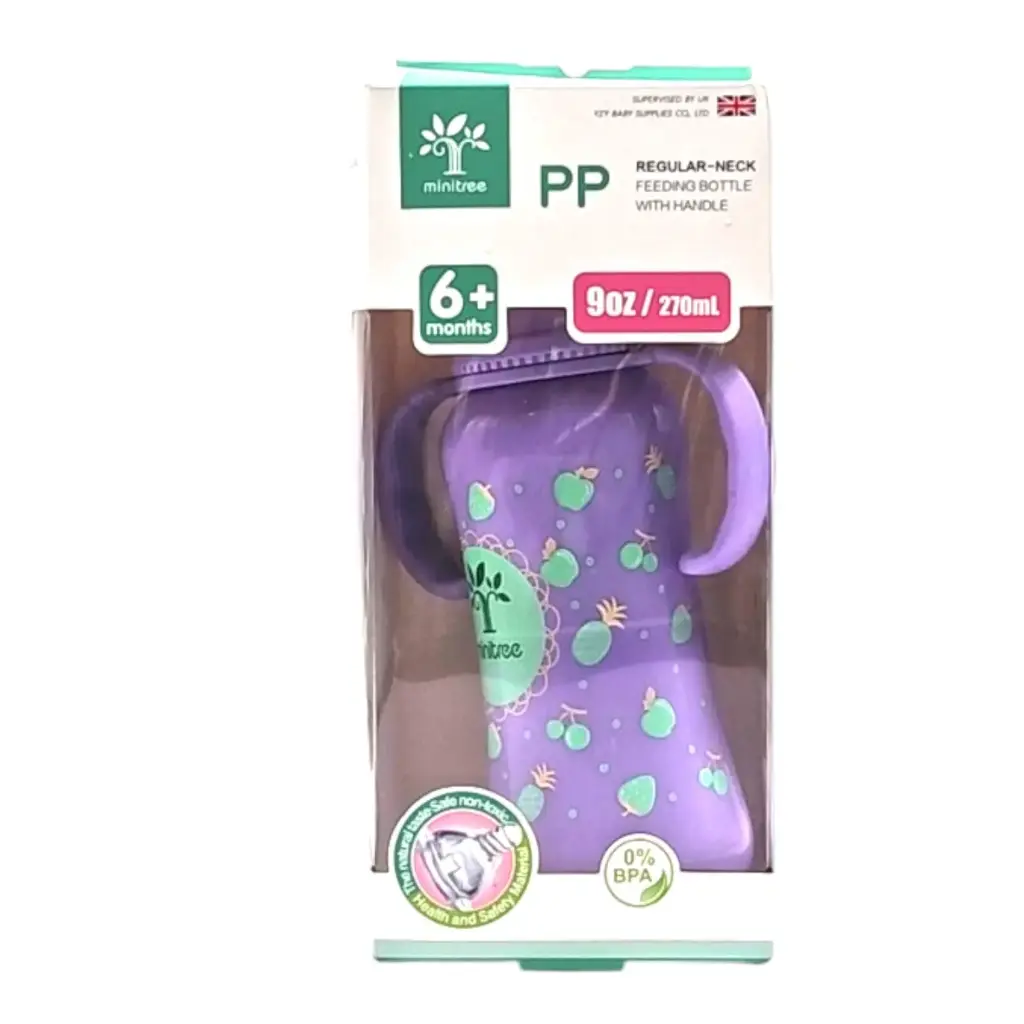 [IX2504333] Minitree PP Regular-Neck Feeding Bottle With Handle 6-12 Months Large