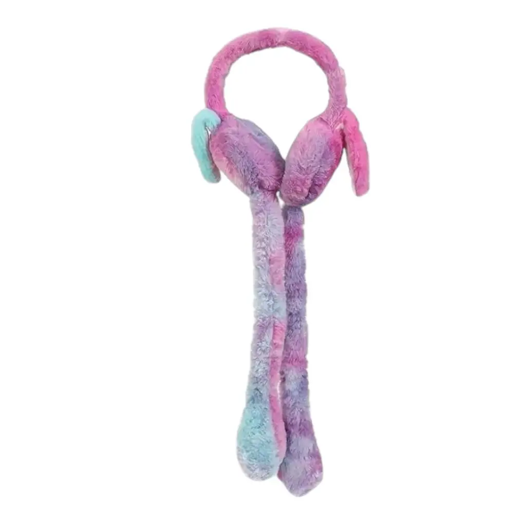 Winter Plush Bunny Earmuffs With Moving Jumping Rabbit Ears With Light And Sound