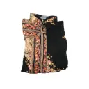 Floral Print Full Length Black Open Pardah Gown With Elastic Hand XXL