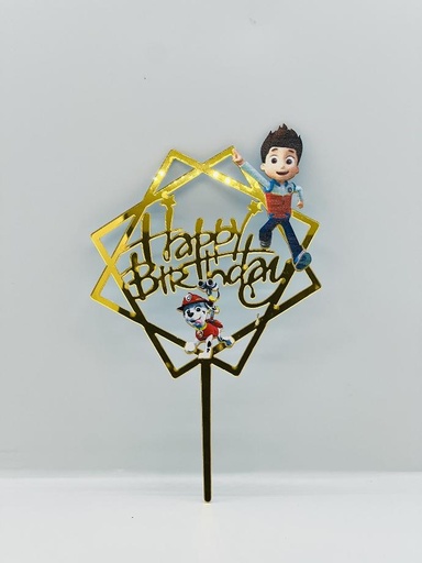 [IX000077] Birthday Cake Topper Acrylic Gold (Boys)