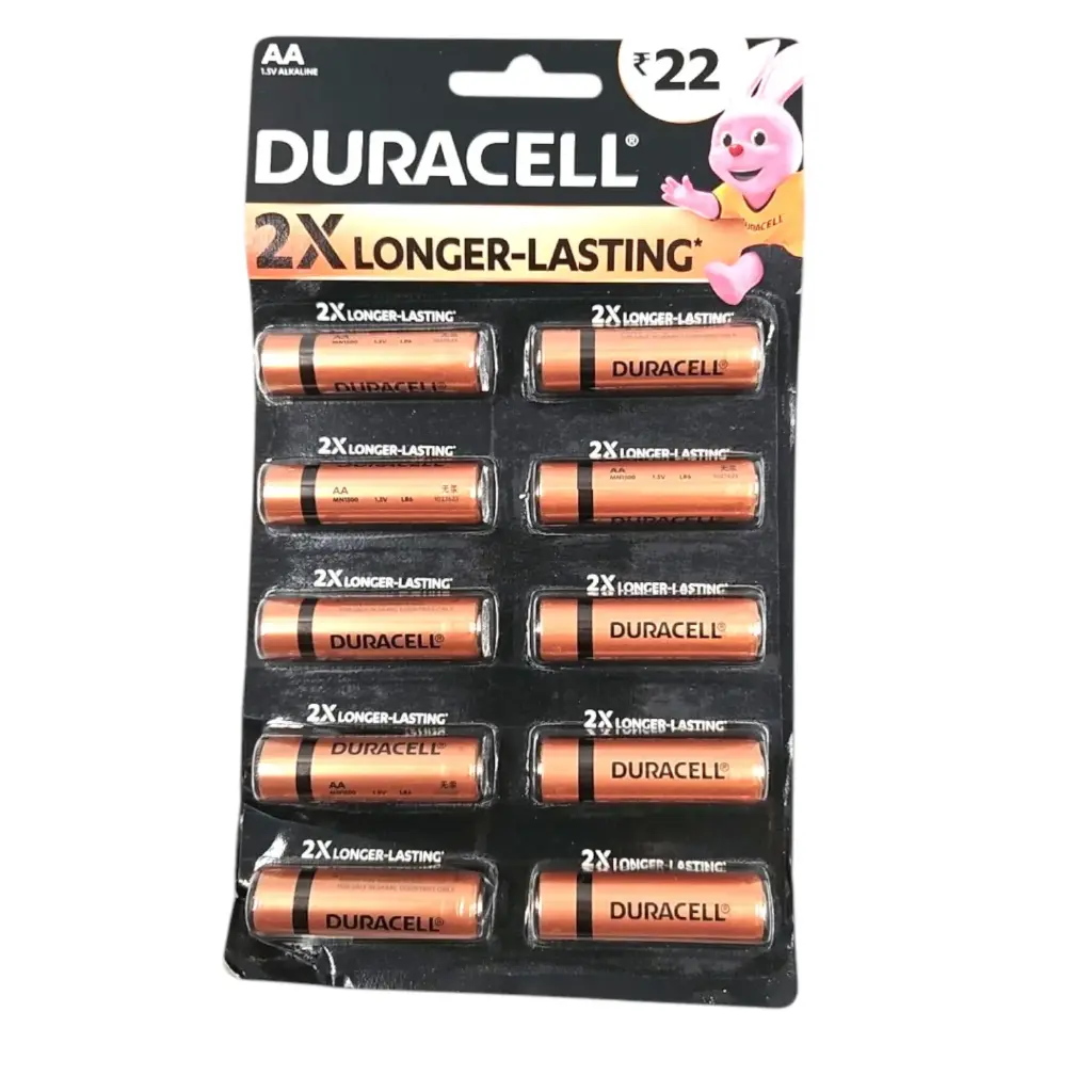Duracell AA LR6/MN1500 1.5V 2X Longer-Lasting Alkaline Battery MRP 22 