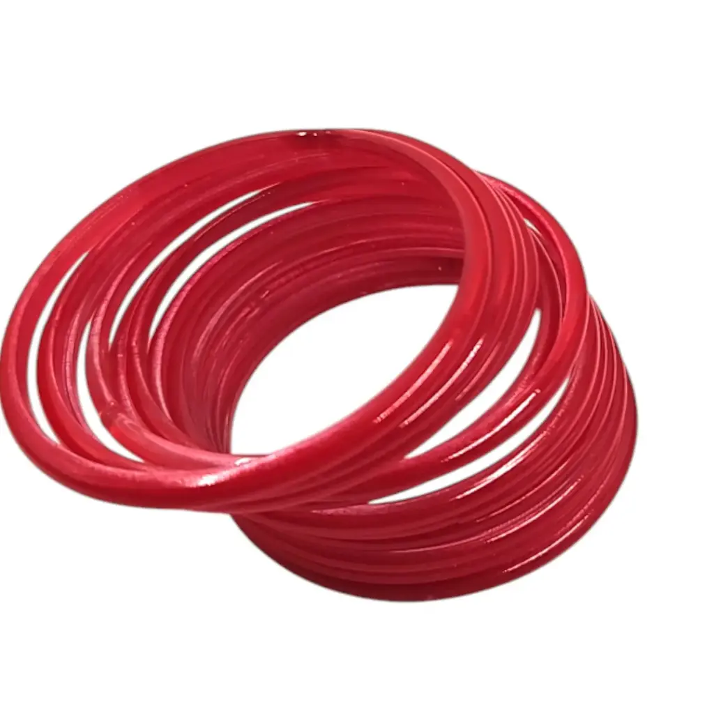 [IX2504555] Diamond Plain Glass Bangles 12Pcs (Red)