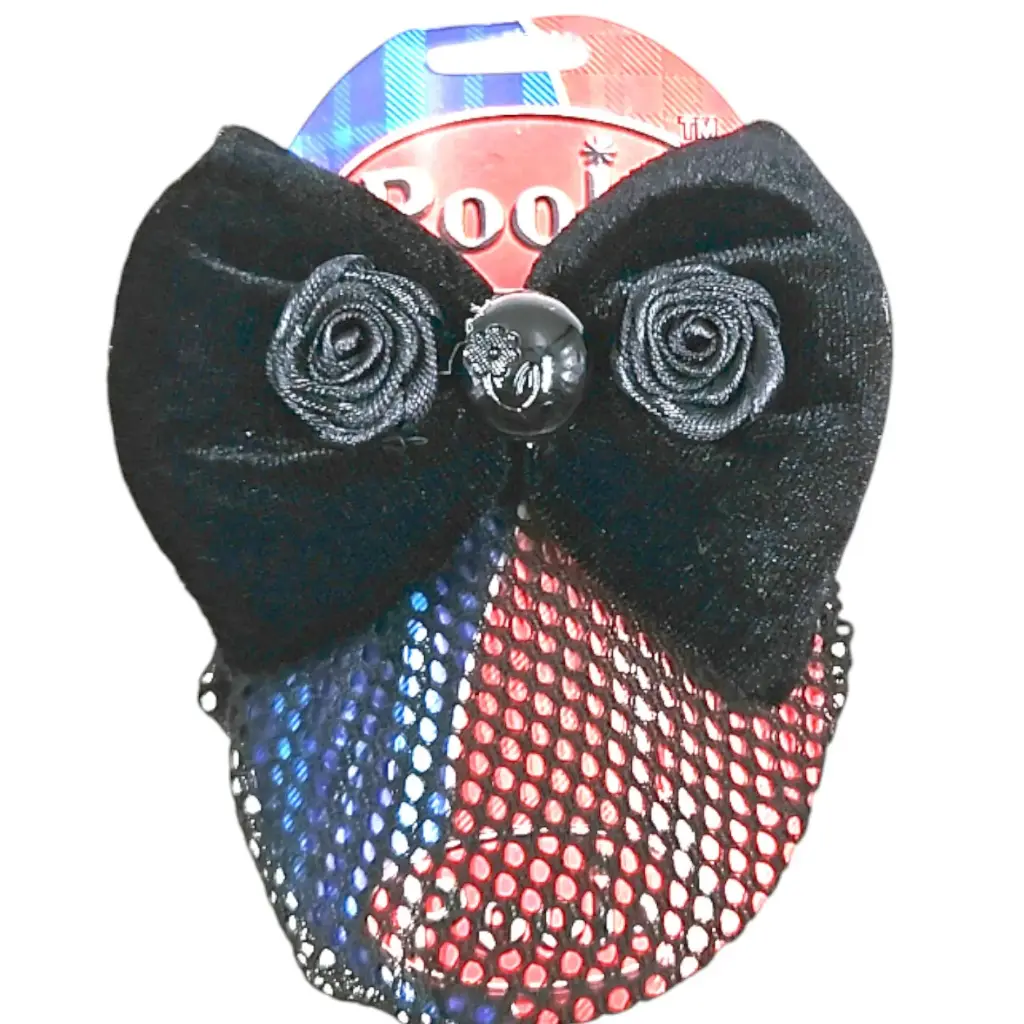 [IX2504577] Hair Clip Rose Flower Bow With Net 