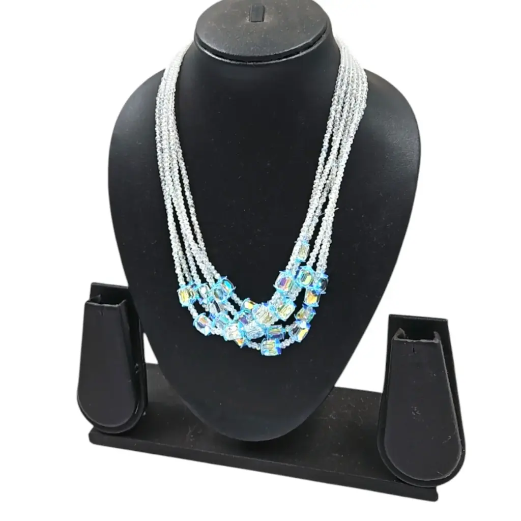 [IX2504581] Muthu Mala With Blue Flower With White Beads