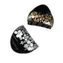 Golden & Silver Floral Painting Black Hair Crab Small