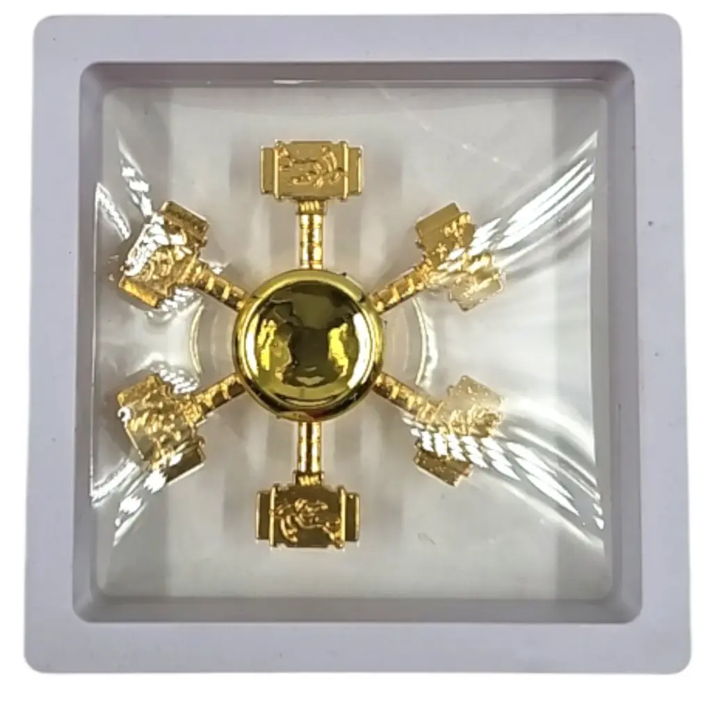[IX2504609] Kings Finger Tip Gyroscope Golden Spinner in White Square Box