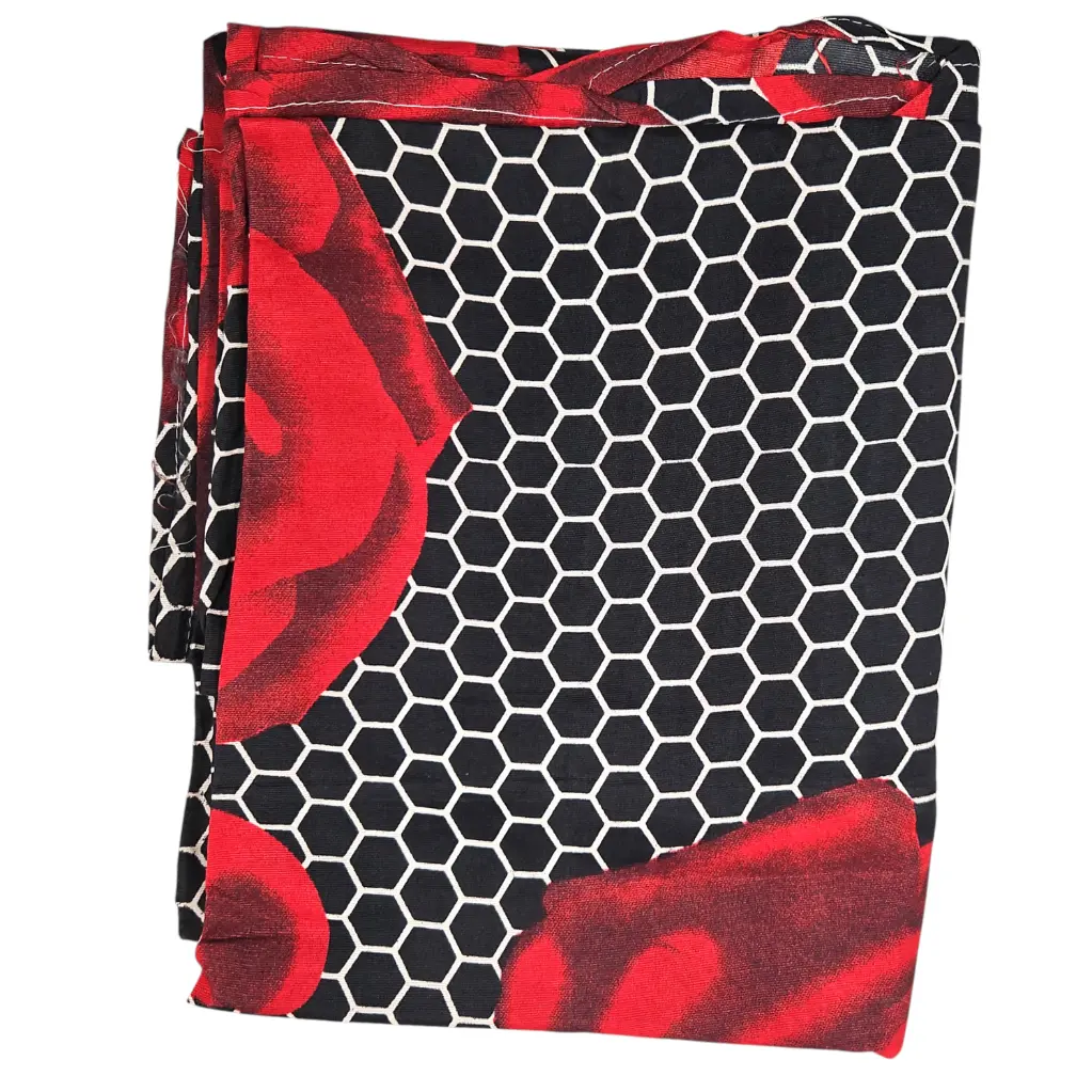 [IX2504652] Red Rose & Honeycomb Pattern Bed Sheets 90X90