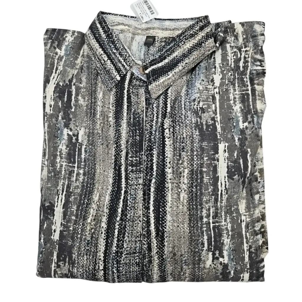 Denim Design Full Length Grey Printed Open Pardah Gown With Elastic Hand  