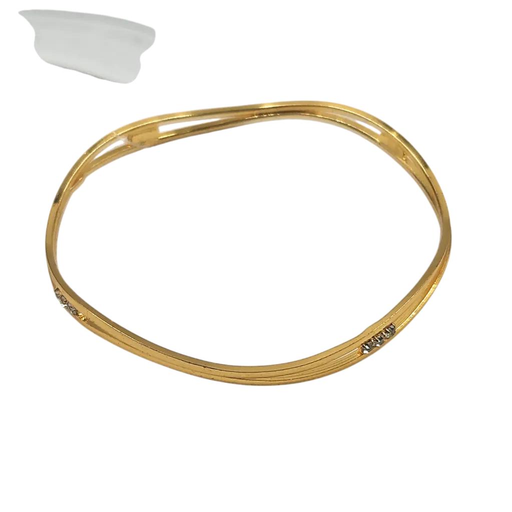 Guarantee Golden Jewelry Curved Double Line Bangle With White Stones 
